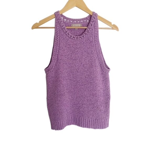 NWT J. Crew High-Neck Textured Pointelle Sweater-Tank Medium - Picture 1 of 5